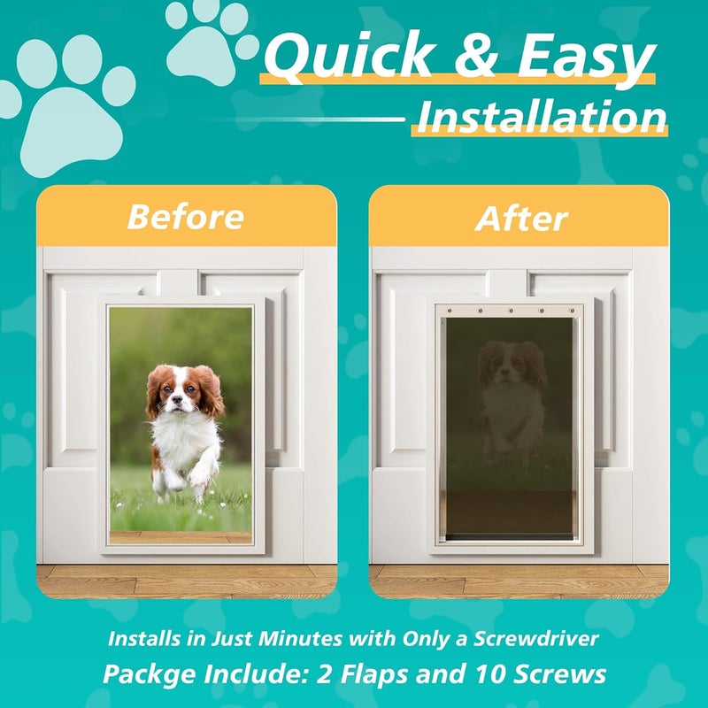 MOLYLY 2PACK Large Dog Door Replacement Flaps with Screws - Pet Door Replacement Flap Compatible with Petsafe Freedom Doggie Doors Replacement Flaps PAC11-11039 10 1/8" X 16 7/8", Flexible, No Warped - Image 3